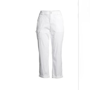 Time and Tru NEW High Rise Cropped Cargo Capri Pant - Size M (8-10) White 2041